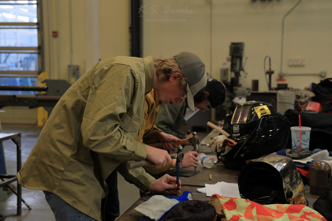 A student at the Skills USA welding competition. 